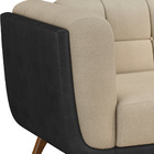 Sofá 3 Lugares 240cm Coin Courino Preto | Bouclê Suave Off Wh